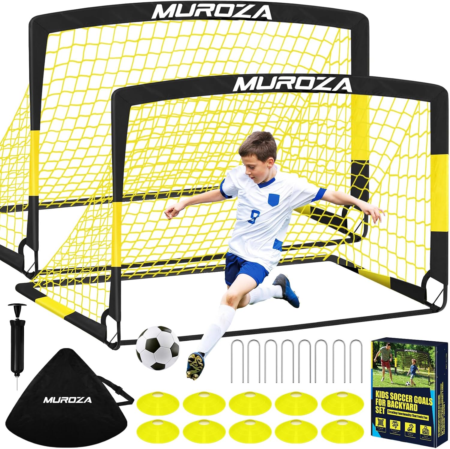 Soccer Goal, Kids Soccer Goals for Backyard Set, Pop Up Soccer Net