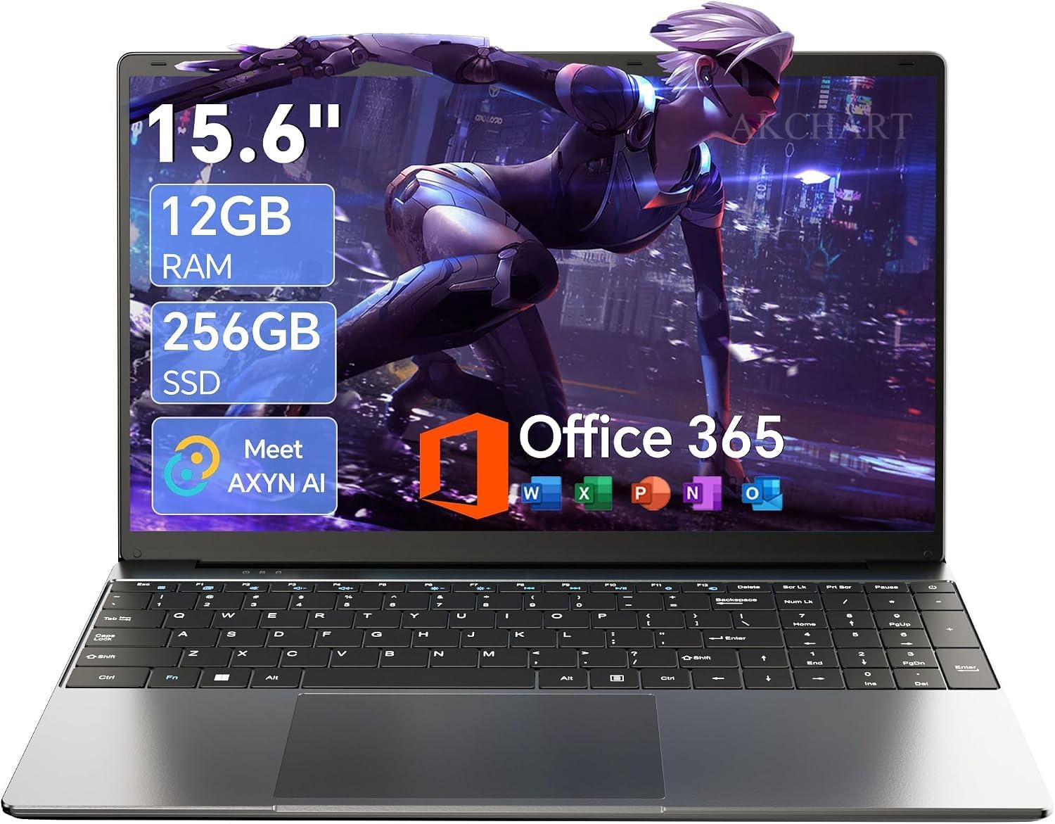 15.6'' AI Laptop with Office 365 12GB RAM 256GB SSD Win 11 Laptops