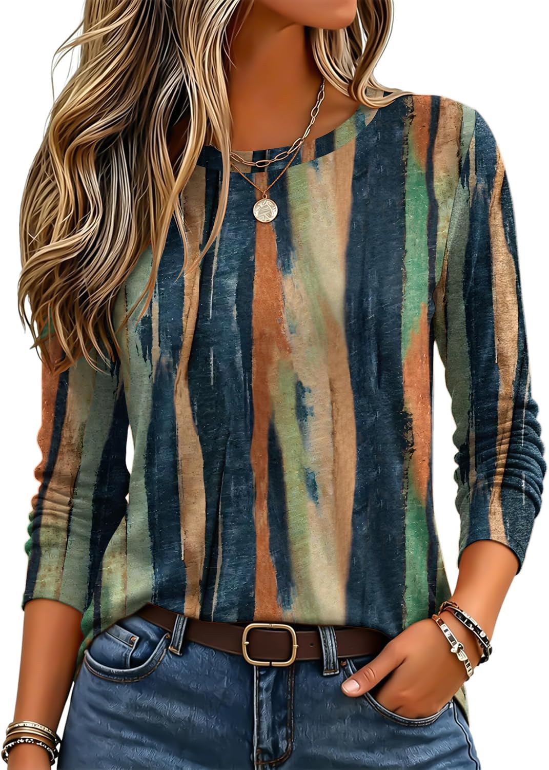 Zeagoo Women's Casual Shirts Long Sleeve Tops Crewneck Tshirts Fall Clothes