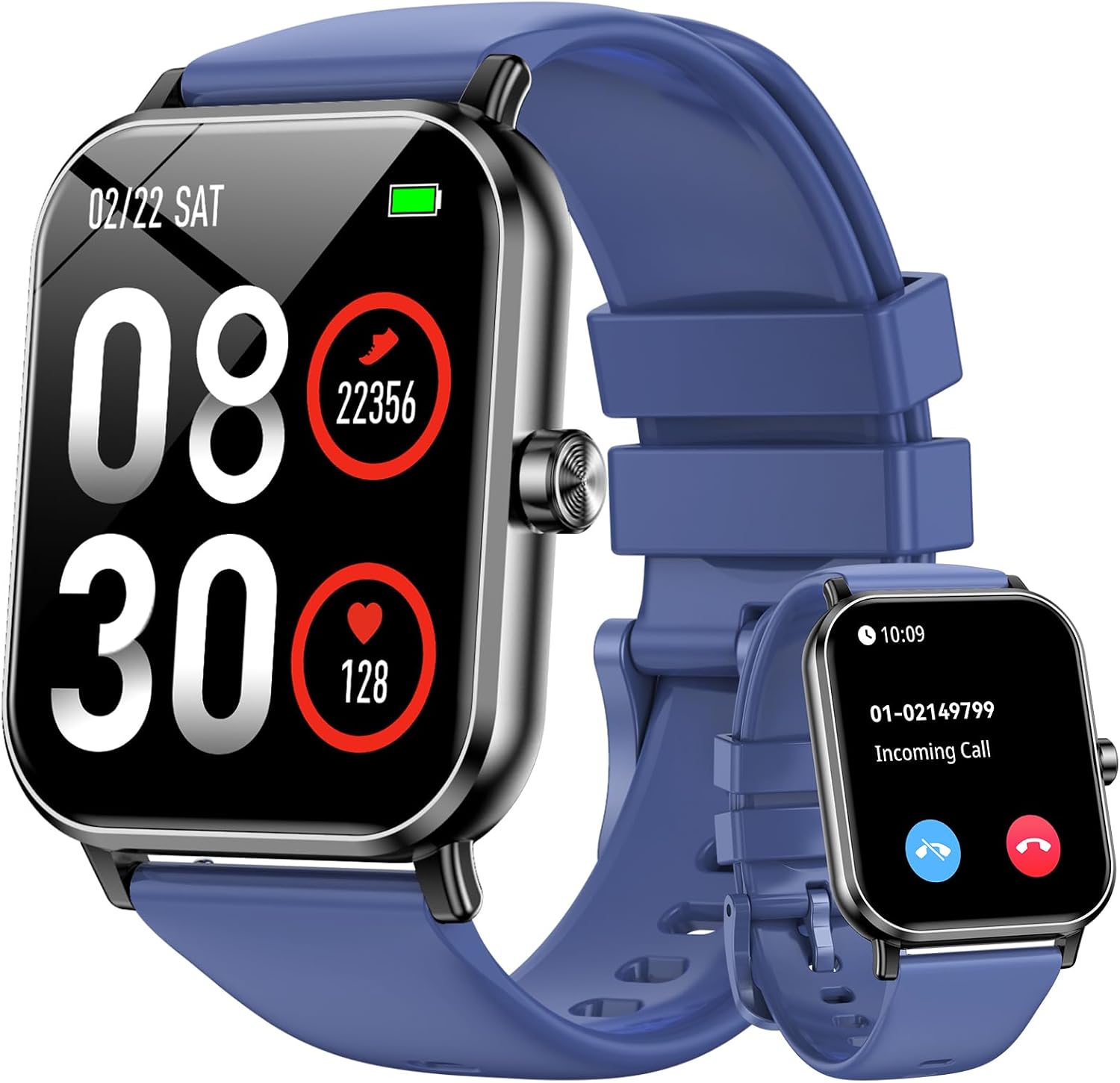 Smart Watch for Men Women, 1.85" HD Fitness Tracker with Bluetooth Calls, 5 ATM Waterproof, 130+ Sport Modes, 24/7 Heart Rate/Sleep Monitor, Pedometer, Calories, Smartwatch for Android iOS