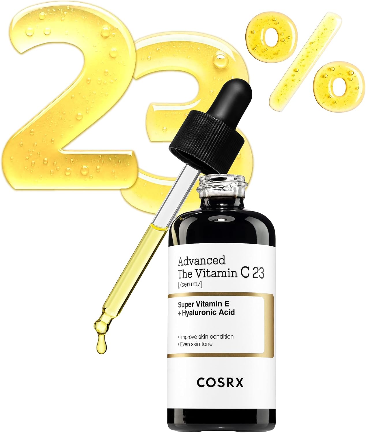COSRX Raw Vitamin C 23 Serum, 2 Generation, 0.7 fl oz (20 ml), Vitamin C Beauty Serum, 100% Pure Raw Vitamin C, Pure Vitamin C, Pore Care, Tightening, Transparent, Glossy, Skin Tone, Sensitive Skin, T
