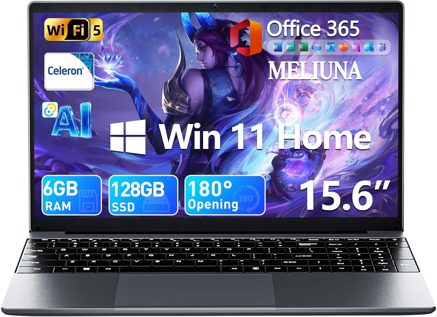 15.6'' AI Laptop with Office 365, 6GB RAM 128GB SSD