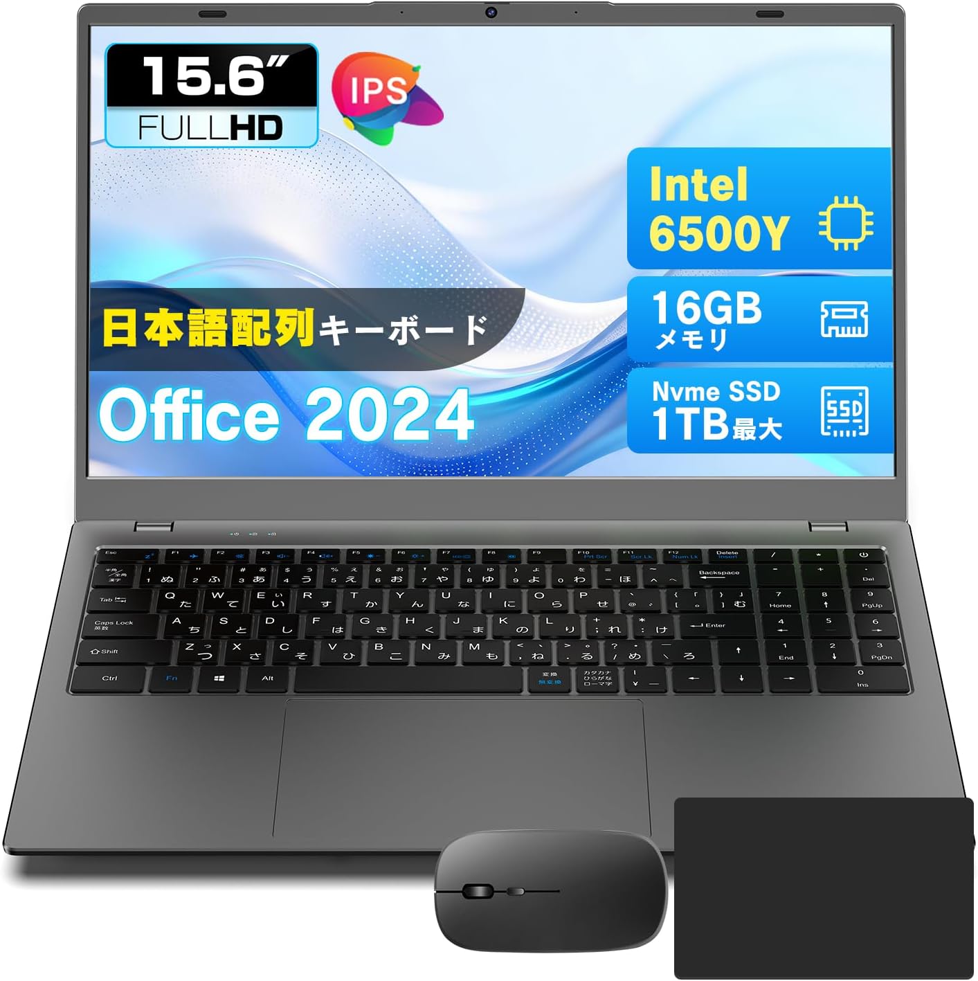 VETESA Laptop Office 2024 Windows 11 Pro Intel-Pentium GOLD 6500Y 16GB 512GB Japanese Keyboard Laptop 15.6 inch 1920 x 1080 IPS LCD Laptop with Camera HDMI + Type C + Numeric Keypad for Students, Work