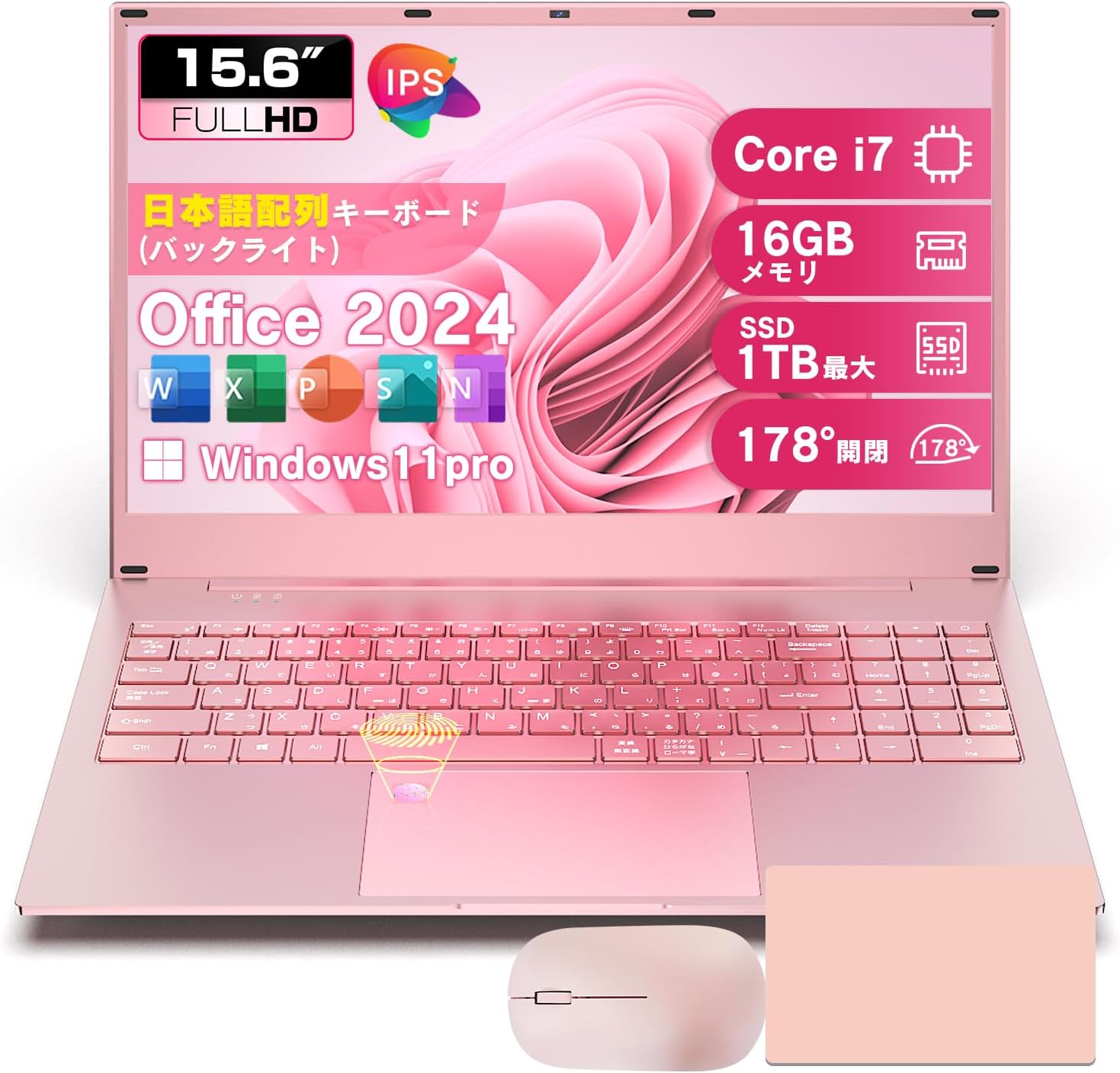 VETESA Laptop Office 2024, Windows 11 Pro, 15.6-inch PC, Corei7, 16 GB Memory, 512 GB SSD, Laptop, 3.3 lbs (1.5 kg), Thin, Lightweight, FHD 1920 x 1080, Laptop, Fingerprint Identification Function
