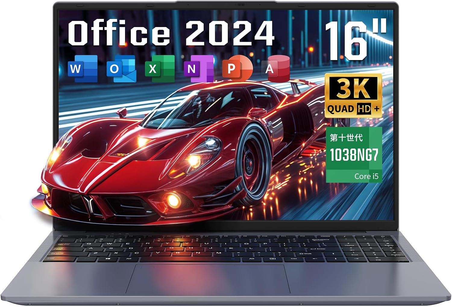 16-Inch Notebook Computer with Office 2024, 3K (3072×1920) i5-1038NG7 Laptop with High-Efficiency Cooling and Quiet Operation/16GB DDR4 NVMe SSD/6000mAh Battery/Windows 11 Pro / WiFi 5/BT 4.2/Type-C